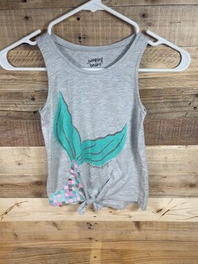 Jumping Beans Mermaid Tail Gray Girls (6x) Shirt Sleeveless Soft Casual Tank Top